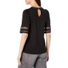 imageAnne Klein Womens Harmony Knit Lace Trim Elbow SLV TeeAsphalt
