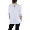 imageAnne Klein Womens Harmony Knit Lace Trim Elbow SLV TeeBright White