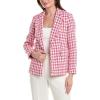 imageAnne Klein Womens Tweed Long Sleeve Fringe Jacket Lily Pink Multi