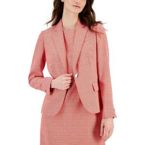 imageAnne Klein Womens One Btn Notch Collar JacketRedWhite