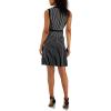 imageAnne Klein Womens Vertical Stripe Fit ampamp Flare Knit DressAnthraciteAmethyst
