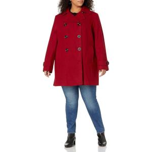 imageAnne Klein Womens Classic Double Breasted Coat Plus SizeRed