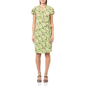 imageAnne Klein Womens Flutter Sleeve Wrap DressGrassMulti