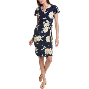 imageAnne Klein Womens Flutter Sleeve Wrap DressNavy Honeycomb