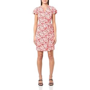 imageAnne Klein Womens Flutter Sleeve Wrap DressPomegranate Multi