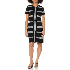 imageAnne Klein Womens Multi Stripe Short SLV Dress with Cf PanAnthraciteAmethyst