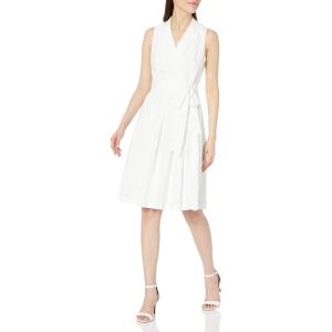 imageAnne Klein Womens Notch Collar Wrap WFull SkirtBright White