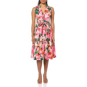 imageAnne Klein Womens Notch Collar Wrap WFull SkirtCamellia Multi