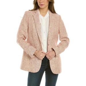 imageAnne Klein Womens Tweed ONE Bttn Notch Collar Jacket Coral Combo