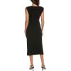 imageAnne Klein Womens Asymmetrical Neck Ruched Midi DressAnne Black