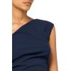 imageAnne Klein Womens Asymmetrical Neck Ruched Midi DressMidnight Navy