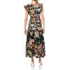 imageAnne Klein Womens Drawstring Waist Maxi with Ruffle SLVSAnne Black Multi