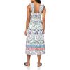 imageAnne Klein Womens Smocked Ruffle SLV MidiPrl WhtHbscs Red Mlt