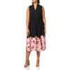 imageAnne Klein Womens Jenna Drawstring Midi DressBlackCerise