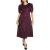 imageAnne Klein Womens Puff Sleeve Midi DressDeep Plum
