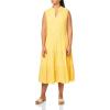 imageAnne Klein Womens Sleeveless Tiered Midi DressGolden Eye