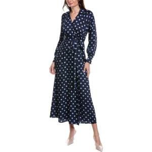 imageAnne Klein Womens Collared Faux Wrap Maxi W Blouson SLVMdnght NvyCape Blue
