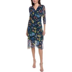 imageAnne Klein Womens Faux Wrap Dress W Three Quarter SLVS ampamp RNavy Multi