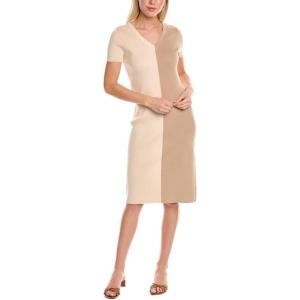 imageAnne Klein Womens Half Cap Sleeve Rib Knit DressLatte Chino