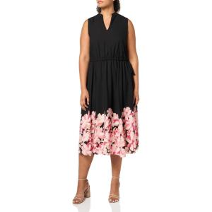 imageAnne Klein Womens Jenna Drawstring Midi DressBlackCerise