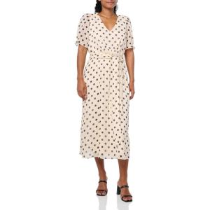 imageAnne Klein Womens Puff Sleeve Midi DressLt CremaMdnght Navy