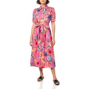 imageAnne Klein Womens Shirt Dress with Puff SleevesCamellia Multi