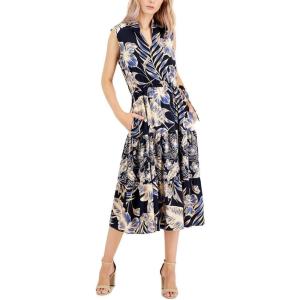 imageAnne Klein Womens Sleeveless Tiered Midi DressHorizon Combo