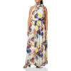 imageAnne Klein Womens Halter Neck Bow MaxiLight Crema Multi