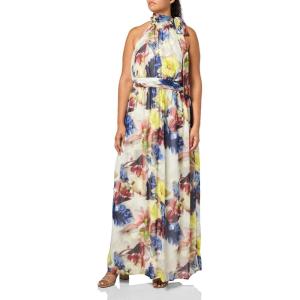 imageAnne Klein Womens Halter Neck Bow MaxiLight Crema Multi