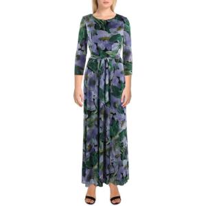 imageAnne Klein Womens Printed Mesh 34 SLV Maxi DressViolet Dawn Multi