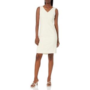 imageAnne Klein Womens Ridge Crest VNeck Sheath DressMarshmallow