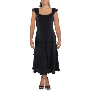 imageAnne Klein Womens Ruffled Three Tier Scoop Neck Midi DressAnne Black