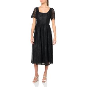 imageAnne Klein Womens Square Neck Midi with Puff SleevesAnne Black