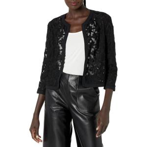 imageAnne Klein Womens Floral Lace Mesh CardiganAnne Black