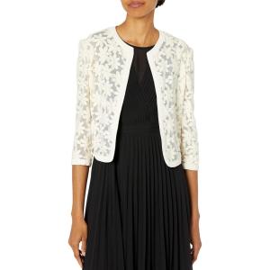 imageAnne Klein Womens Floral Lace Mesh CardiganAnne White