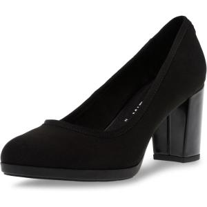 imageAnne Klein Womens Castana Comfortable Block Heeled PumpBlack Stretch