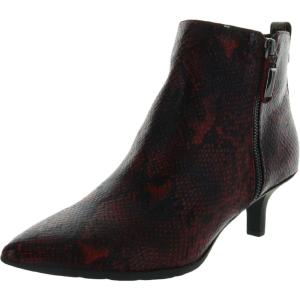 imageAnne Klein Womens Low Heel Pointy Toe Bootie Fashion BootDk Red Reptile Print