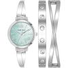 imageAnne Klein Womens Premium Crystal Accented Bangle Watch Set AK2245SilverLight Blue