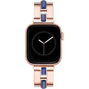 imageAnne Klein Gemstone Fashion Bracelet for Apple Watch Secure Adjustable Apple Watch Replacement Band Fits Most WristsRose GoldBlue Lapis