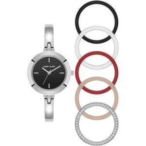 imageAnne Klein Womens Bangle Watch and Interchangeable Bezel SetSilverBlack