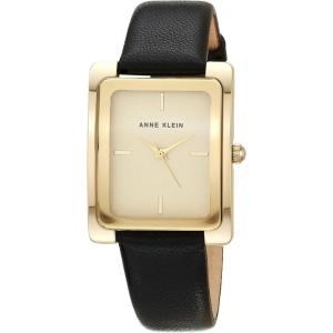 imageAnne Klein Womens Leather Strap WatchBlackGold