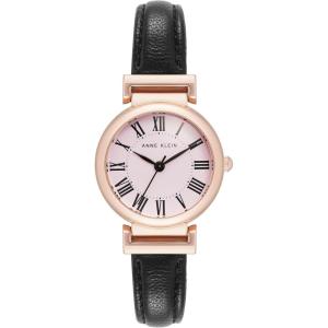 imageAnne Klein Womens Leather Strap WatchBlackRose GoldPink
