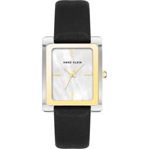 imageAnne Klein Womens Leather Strap WatchBlackTwo Tone