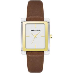 imageAnne Klein Womens Leather Strap WatchBrownTwo Tone