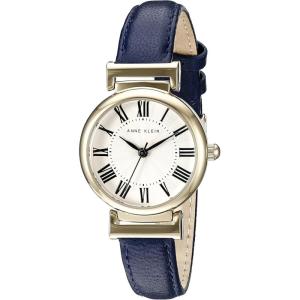 imageAnne Klein Womens Leather Strap WatchNavy BlueGold