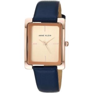 imageAnne Klein Womens Leather Strap WatchNavy BlueRose Gold
