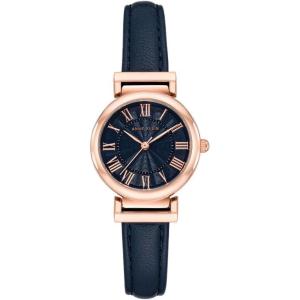 imageAnne Klein Womens Leather Strap WatchNavyRose GoldTone