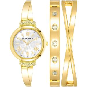 imageAnne Klein Womens Premium Crystal Accented Bangle Watch Set AK2245Gold