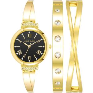 imageAnne Klein Womens Premium Crystal Accented Bangle Watch Set AK2245GoldBlack