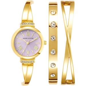 imageAnne Klein Womens Premium Crystal Accented Bangle Watch Set AK2245GoldLavender